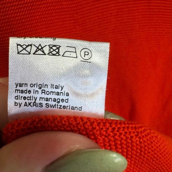 Akris Cotton V-Neck Long Sleeve Cardigan In Tomato Red Size 14 - Picture 14 of 16